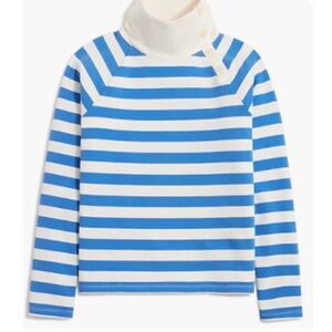 J. Crew Blue White Striped wide button-collar pullover lightweight terry womens